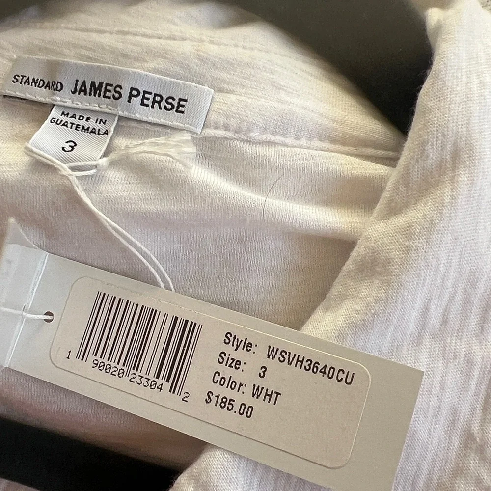 NWT $185 James Perse White Button-Down Shirt Sheer Slub Side Panel Blouse Size 3 - Picture 12 of 12